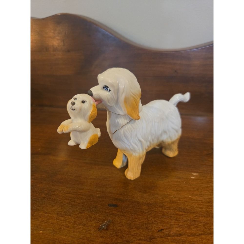 Barbie Doll Clean Up Pup Taffy Dog & Puppy - Mom Dog Picks Up Puppy - Magnetic
